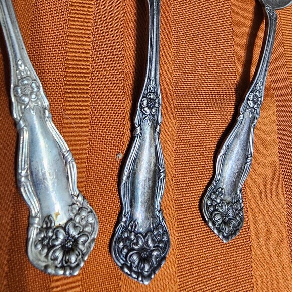 WM Rogers & Sons-Floral Pattern Teaspoons - Picture 2 of 5